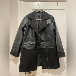 Halogen Faux Leather Mixed Media Jacket